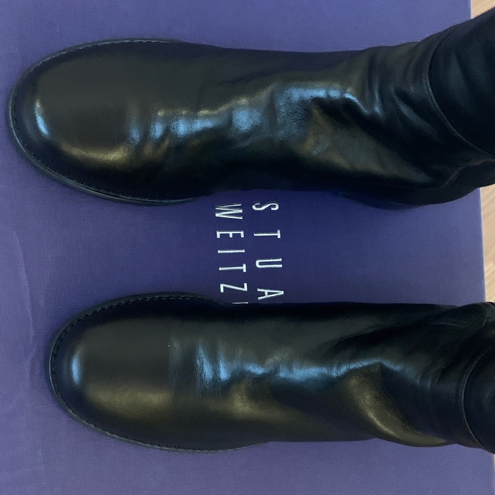Stuart weitzman Women’s Black leather Tall 5050 Riding Boots 8 worn once - Picture 3 of 13